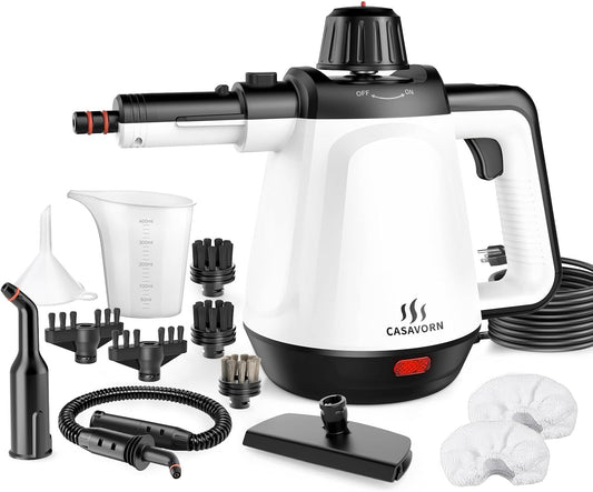 1200W Handheld Steam Cleaner for Home, Powerful Natural Multi‑Surface Steam Cleaner with 12 Accessories, 13.5oz Pressurized Steamer for Deep Cleaning Tile, Grout, Showers, Bathrooms, Kitchens & Car