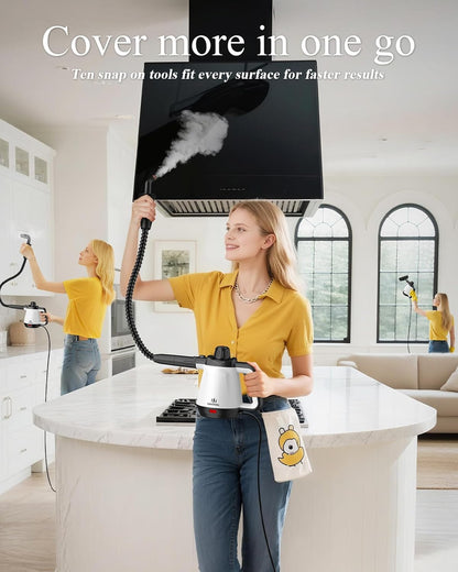 1200W Handheld Steam Cleaner for Home, Powerful Natural Multi‑Surface Steam Cleaner with 12 Accessories, 13.5oz Pressurized Steamer for Deep Cleaning Tile, Grout, Showers, Bathrooms, Kitchens & Car