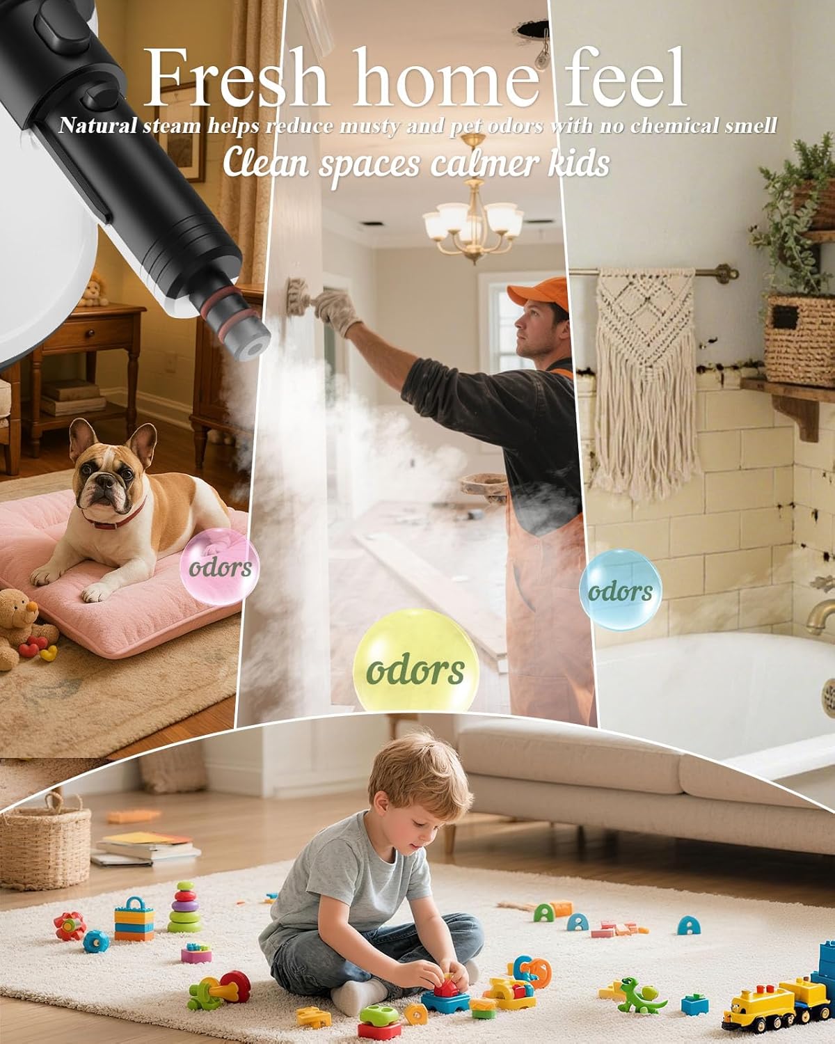 1200W Handheld Steam Cleaner for Home, Powerful Natural Multi‑Surface Steam Cleaner with 12 Accessories, 13.5oz Pressurized Steamer for Deep Cleaning Tile, Grout, Showers, Bathrooms, Kitchens & Car