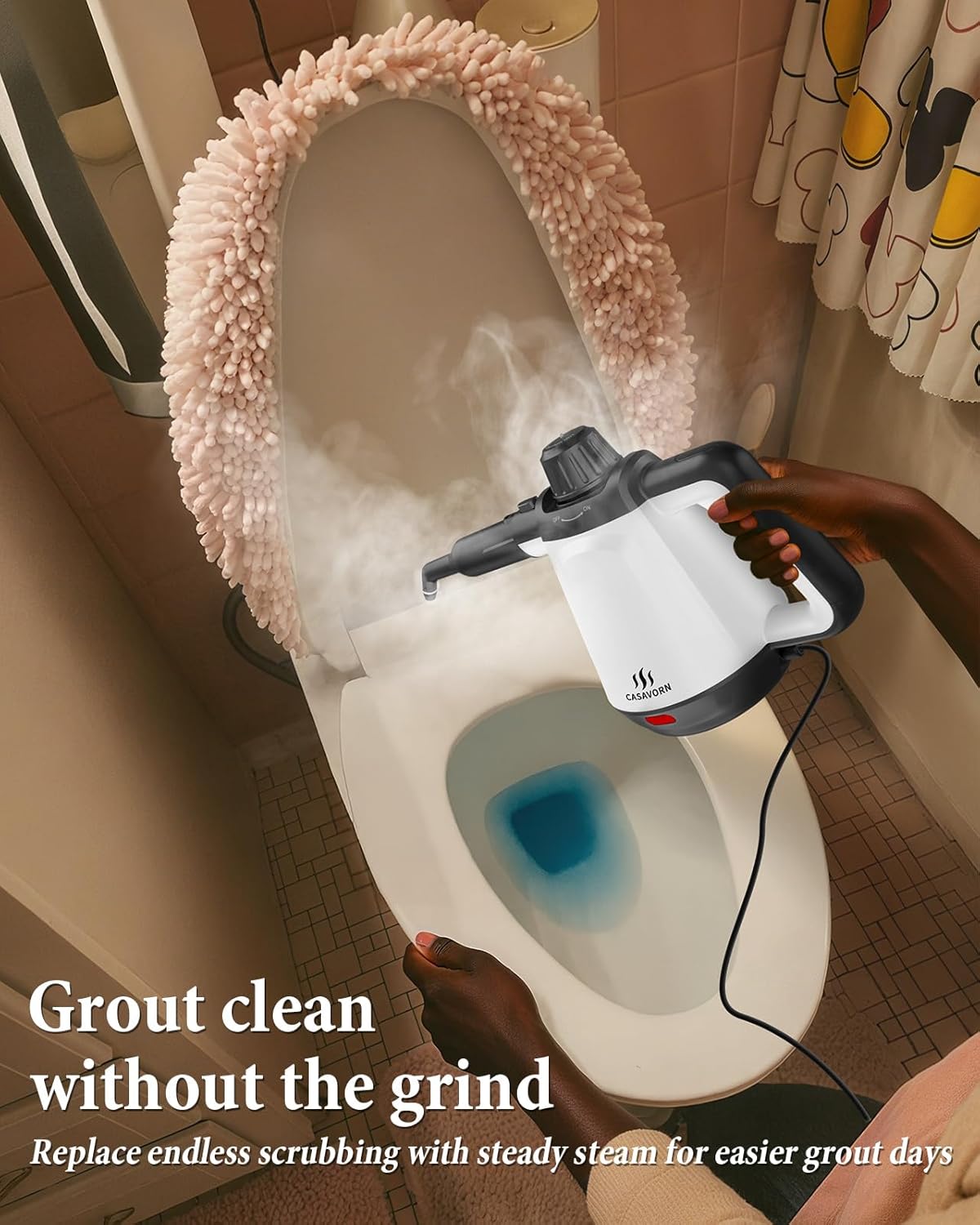 1200W Handheld Steam Cleaner for Home, Powerful Natural Multi‑Surface Steam Cleaner with 12 Accessories, 13.5oz Pressurized Steamer for Deep Cleaning Tile, Grout, Showers, Bathrooms, Kitchens & Car