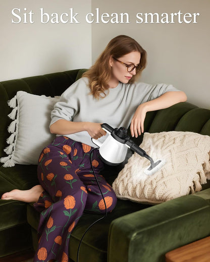 1200W Handheld Steam Cleaner for Home, Powerful Natural Multi‑Surface Steam Cleaner with 12 Accessories, 13.5oz Pressurized Steamer for Deep Cleaning Tile, Grout, Showers, Bathrooms, Kitchens & Car